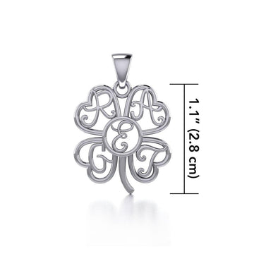 GREAT Monogramming Four Leaf Shamrock Clover Silver Pendant TPD5161 - Jewelry